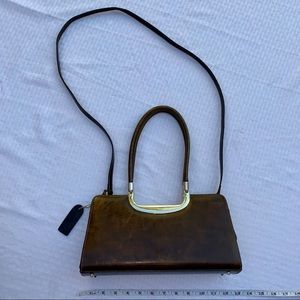 Brown baguette crossbody handbag purse